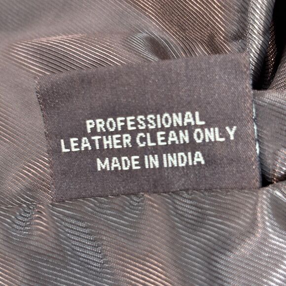 Guess Leather Jacket Women's Large Brown Lamb Leather Blazer One Button Pockets - Picture 7 of 8